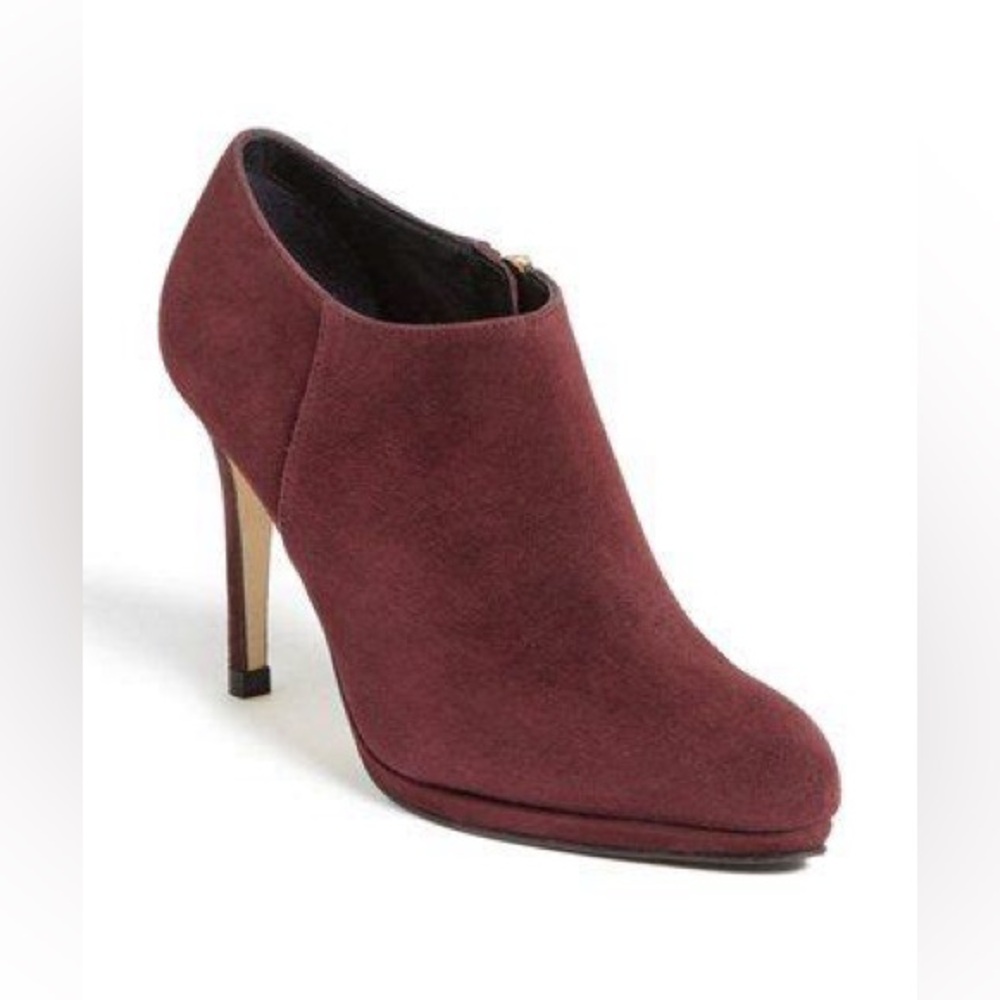LK Bennett Spain Doris Platform Heel Zip Bootie Burgundy Maroon Suede EU40/US9.5